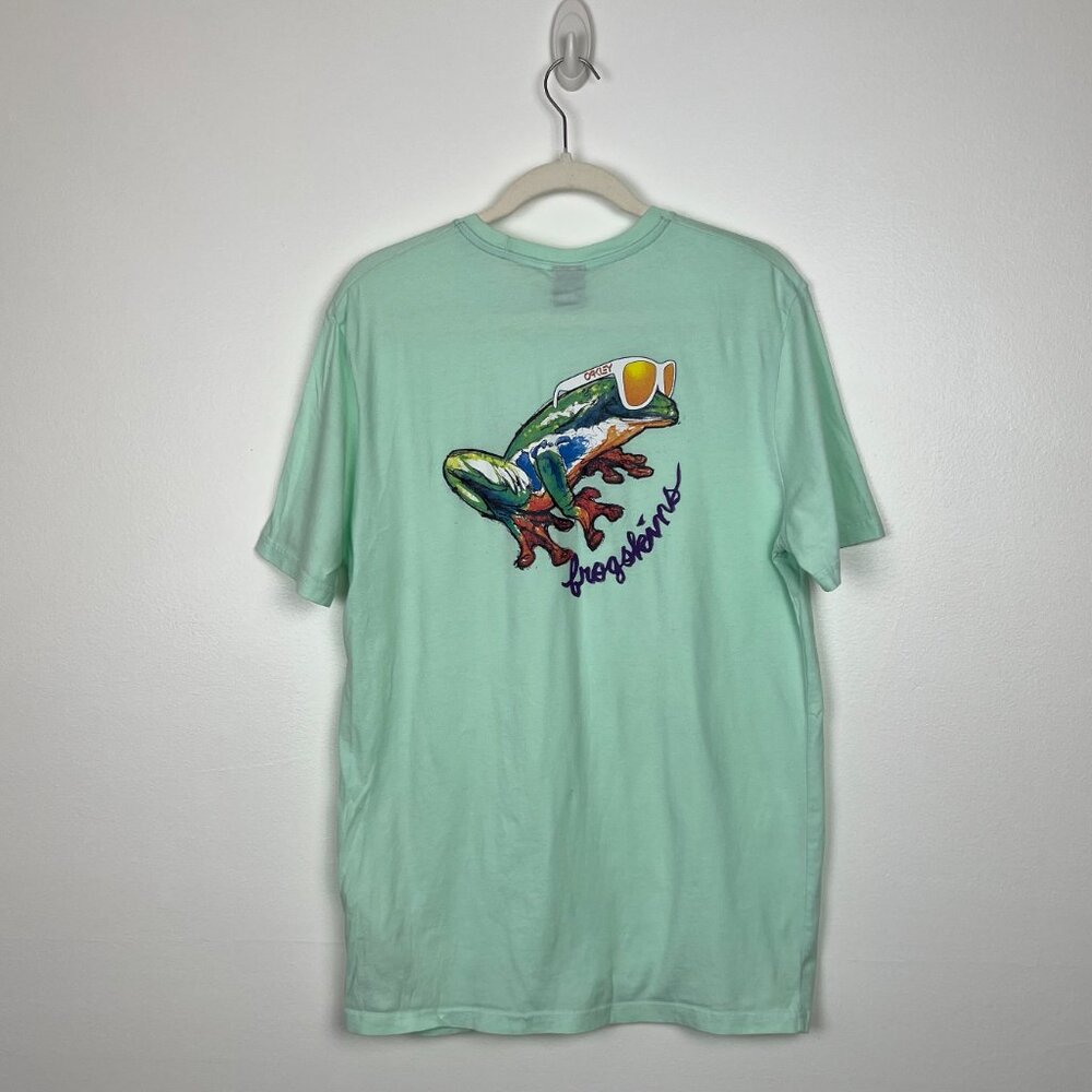 OAKLEY Mens Jupiter Frog Sz Med T-Shirt Green Casual Tee Top Shirts Beachcore